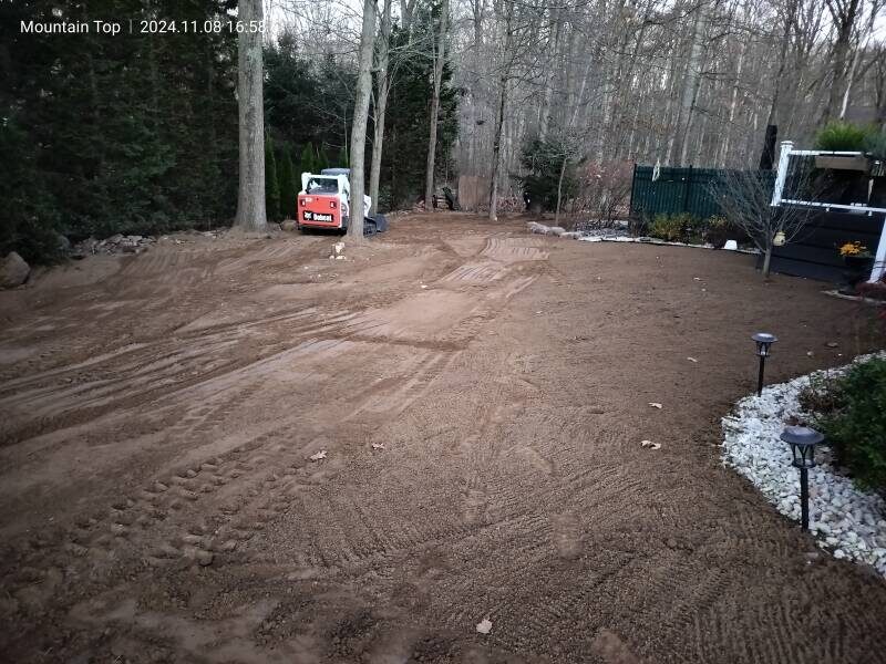 Graded & seeded new lawn